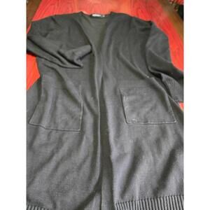 Merokeety Black Open Front Cardigan Sweater Women's Large